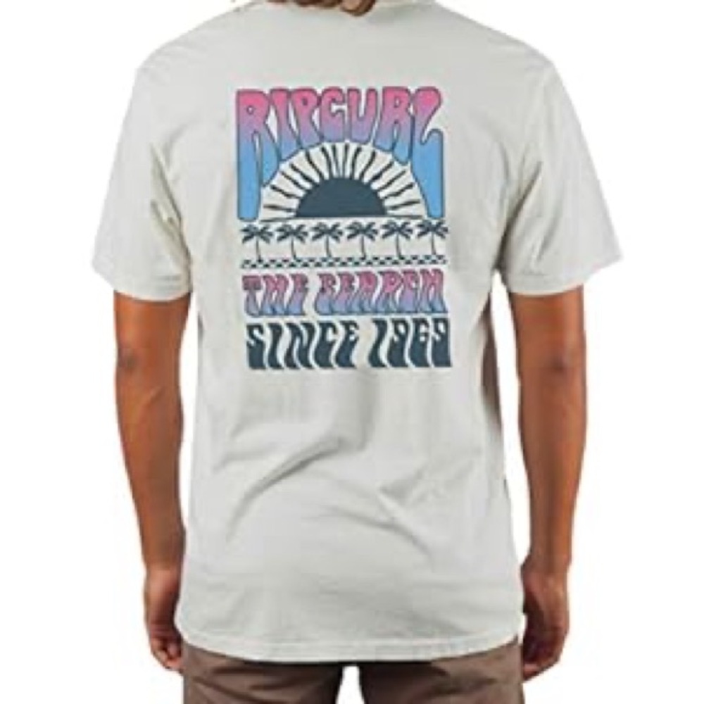 Rip Curl Kiss The Sky Shirt Mens Large White Graphic Surf Tee Cotton